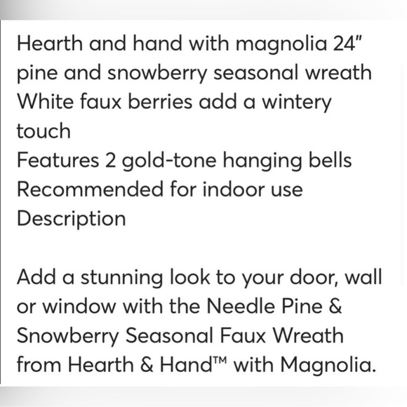 Hearth & Hand with Magnolia Target Christmas Pine Needle Berry Wreath - Picture 5 of 5